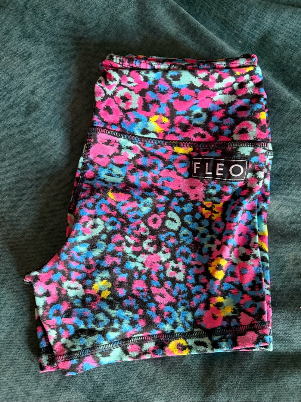 Fleo Kids Multicolor Neon Leopard Print Shorts - Pink Blue Yellow Black